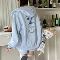 워터미키 후드집업)디즈니정품 후드자켓 후드집업점퍼 그림 프린팅 루즈핏 박시핏 박스집업 지퍼집업 집업후드 도톰한 오버핏