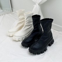 키작녀 발편한 통굽 레더 뒷지퍼 삭스부츠 40대 기본템