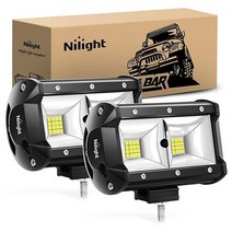 Nilight 2피스 12.7cm(5인치) 96W 투광 LED 조명 바 3600LM 운전 안개등 오프로드 트럭 지프 UTV ATV 해양 보트용, 2PCS 5Inch Quad Row Flood Ligh