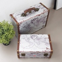 [바보사랑] DS-S430빈티지 트렁크 가방 2P (지도화이트) 카페 장식품 촬영 소품, 상세 설명 참조