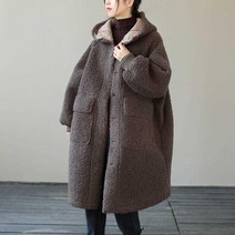 뽀글이 도톰 양털 미디움 롱 후드 봄 아우터 여성 아우터 자켓 후드집업 뽀글이 후드
