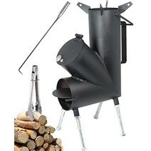 TAFEIDA ROCKET STOVE는 완벽한 장작 난로입니다. 파이어 포커가 장착된 휴대용 장작불 캠핑 스토브. 캠핑 장비 및 생존 장비 뒷마당 요리용. 캠핑 그릴 야외 이벤트. (로켓 스토브 킹), Rocket stove