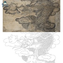 운룡도 민화 도안 본 민화그리기 본그림 공모전 취미 원데이클래스 컬러링 수업자료 민화본, 일반용지(얇은 백상지), 원본(추천)