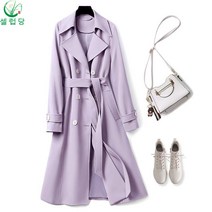 셀럽당 여성용 심플 베이직 트렌치코트 벨티드 미디 코트