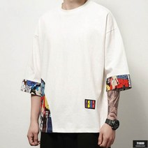 가바바 남성 빅사이즈 오버핏 반팔티 소매 부분에 포인트를 줘 유니크함이 돋보이는 반팔티셔츠 5XL까지 G60440