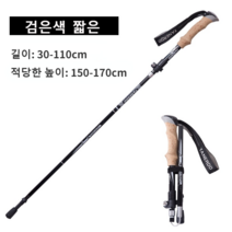 야외 트레킹 폴 탄소 초경량 텔레스코픽 접이식 외부 잠금 폴 등산 하이킹 트레일 러닝 탄소 섬유 워킹 스틱, 탄소 알루미늄 합금 짧은 + 검정
