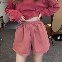 스타일아유 여성 4부 밴딩 면 와이드 숏 반바지 통바지 여름 여성 팬츠