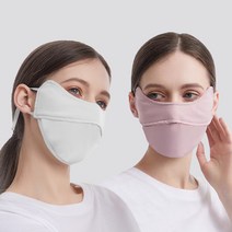 1+1 KC인증 자외선차단 햇빛 가리개 골프 스포츠 쿨 마스크, 화이트+핑크