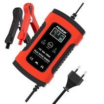 AGM배터리 12V 6A 완전 자동 배터리 충전 장치 디지털 펄스 수리 지능형 전원, 03 Red-US Plug