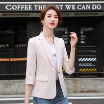 Amaethon 여름 여성 기본 양복 코트 직업 여성복 7부 소매 격자 자켓