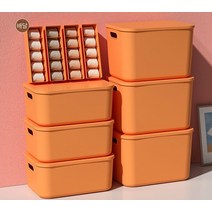 데스크탑 저장 상자 가정용 다기능 잡화 저장 바구니 멀티 스타일 일치하는 기숙사 유물 보관 상자 정렬 상자, 9L큰 사이즈（36*25*8）, 오렌지