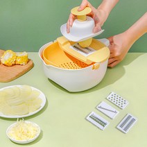 Juse 야채슬라이서 다용도 야채절단기 세트, 옐로우