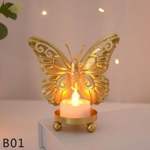 철 나비 모양 캔들 홀더 촛대 소녀 홈 데스크탑 Tealight 스탠드 장식 로맨틱 웨딩 생일 파티 장식, B01