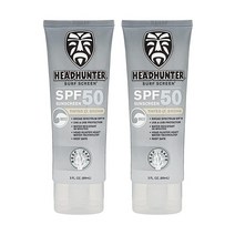 Headhunter Heavy Duty Reef Safe 자외선 차단 SPF 50 서핑용 - 천연 미네랄 페이스 크림 광범위한 스펙트럼 UVA/UVB 안전 피부 손상 방지 틴트 라, 3 Ounce (Pack of 2), Tinted Light Brown