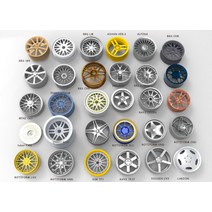 4Pcs 118 스케일 자동차 모델 휠 19 수정 사용자 정의 TE37 BBS ROTIFORM GTR 184ce28 토스 휠 허브, [13] BBS LM