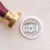 실링왁스 비즈 청첩장 인장 미니씰 도장 DIY 맞춤 더블 이름 2 이니셜 편지 스탬프씰링 왁스웨딩 왁스 인감 스탬프 초대장 봉투, Style 12 with handle