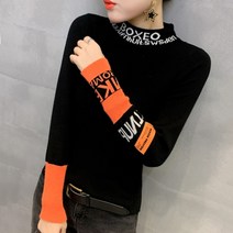 여자 니트 라운드넥 연핑크 청보라 캐시미어 22 봄38 흰색 검은 색 하라주쿠 여성 스웨터 풀오버 긴팔 편지 꽉 스웨터 터틀넥 얇은 탑 가을