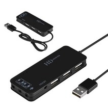 외장사운드카드 7.1 채널 USB2.0 허브 외부 사운드 카드 스테레오 오디오 어댑터 컴퓨터 1 인 2 변환기 멀, 01 Black