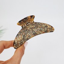 프랑스핀 블랙 반달 큐빅 스톤 10 cm 이중 집게 빅사이즈 올림머리 헤어 집게핀