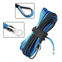 호환 자동차 견인 로프 스트랩 합성 섬유 윈치 6mm x 15m 1/4X50ft 강력한 내구성 ATU UTV SUV 보트, 파란