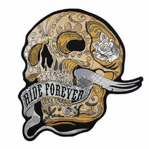 대형 와펜 자수마킹 왓펜 영원히 타고 해골 오토바이 패치 의류 해골 맞춤 펑크 2, 사진으로