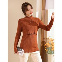 수유복 긴팔 외출 홈웨어 원피스 예쁜 겨울 간호 스웨터 긴 소매 터틀넥 출산 모유 수유 의류 산후 여성 수유 니트웨어 단색