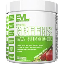 미국직구 Evolution Nutrition Stacked Greens 생슈퍼푸드 비건 글루텐 프리 30인분(과수 사과 V2), 수량, 상세참조