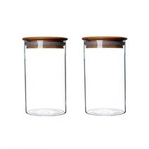 XINGZI Pack of 2 350ML/11.7oz Durable Glass Food Storage Canister Jar with Airtight Seal Cork Lid fo, 1