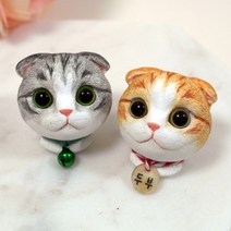 스코티쉬폴드 고양이 차량용 석고방향제, 블랙체리, 실버, 1개