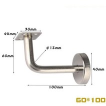 난간 고리 걸이 벽 브래킷 스테인레스 스틸 난간 장착 지지대 핸드 레일 계단 액세서리 1 개, 60 mm x 100 mm, 2.60 mm x 100 mm