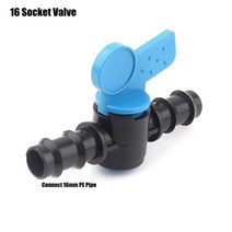 2pcs 16mm 물방울 관개 테이프 커넥터 농장 관수 시스템 PE 파이프 너트 잠금 볼 밸브 조인트 물 스, 05 16PE Socket Valve