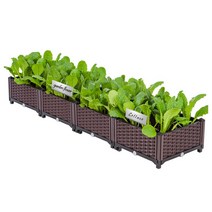 HK.sell 특가제품 작은 텃밭 조립식 라탄 대형화분 기본1단4X1칸+이름표
