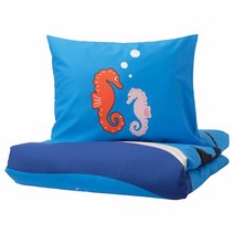 이케아 블로빙아드 이불커버+베개커버 해양동물 멀티컬러 150x200+50x80cm 리오셀50%