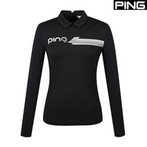 핑 핑(PING) 골프웨어 블랙 여성 프린팅 카라 긴팔 티셔츠 121B1TO058_BK