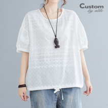 커스텀에이블 펀칭 아일렛 스트링 블라우스 C2205BL071B