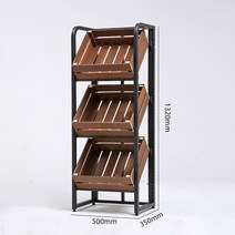 과일진열대 선반 마트 매대 야채 전시대 베이커리, F.단면 3단 둥근모서리 50X35X132cm 숯불구이