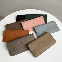 똑딱이 슬림 카드 장지갑 소가죽