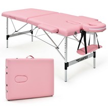 Giantex 84quotl 휴대용 마사지 테이블 조절 가능한 살롱 스파 침대 w휴대용 케이스 핑크 hb87019pi, 없음