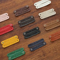 핸드메이드 컬러라벨 천연가죽/인조가죽 6개입 64mmx12mm, 인조+장식형+블랙 (6개입)
