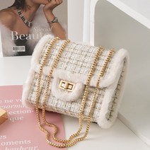 엔도르시 2color 트위드퍼 체인 숄더 크로스백 EBA921