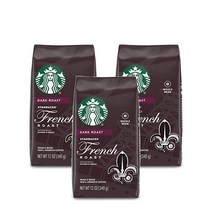 스타벅스 다크 로스트 홀 빈 커피 프렌치 로스트 아라비카 12Oz Starbucks Dark Roast Whole Bean Coffee French Roast Arabica, 3팩