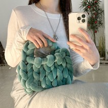 니팅노튼 자이언트 얀 1kg 벨벳 가방 실 빅얀 루피 뜨개 만들기 핑거니팅, 벨벳 자이언트얀 1kg, 12.그린