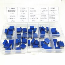 50pcs 3296w 104 102 멀티 턴 트리머 전위차계 키트 고정밀 3296 가변 저항 무료 박스 전자 diy 키트, 없음