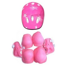 헬스용품 7 개대 사이클링 보호 장비 자전거 헬멧 무릎 손목 팔꿈치 가드 롤러 높은 밀도 패딩 편안한 환기, pink+미국