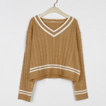 퍼니걸스 꽈배기 브이넥 긴팔 니트 여성의류_1340