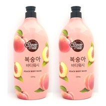 샤워메이트 복숭아 바디워시 과일향, 1200g, 2개