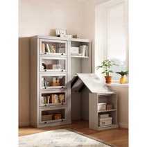 책장 책상 접이식 확장형 공간활용 데스크 테이블, 책상 + 소형 5도어 책장(의자 제외)