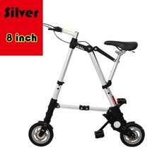 접이식 자전거 8 인치 알루미늄 합금 사이클링 초경량 미니 자전거 성인 회사원 공압 타이어, 하얀