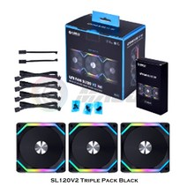 UNI FAN SL V2 SL120 SL140 업그레이드 버전 ARGB 팬 키트 L-Connect 3 Control, [02] SL120 V2-Black-3PCS, [01] A-RGB, [01] 기타, SL120 V2-Black-3PCS+A-RGB+기타