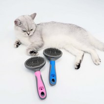 동이네 고양이 브러쉬 죽은털 엉킨털 진드기 제거 원터치 브러쉬 장모용 단모용 털날림 방지 애견브러쉬 고양이빗, 핑크 단모